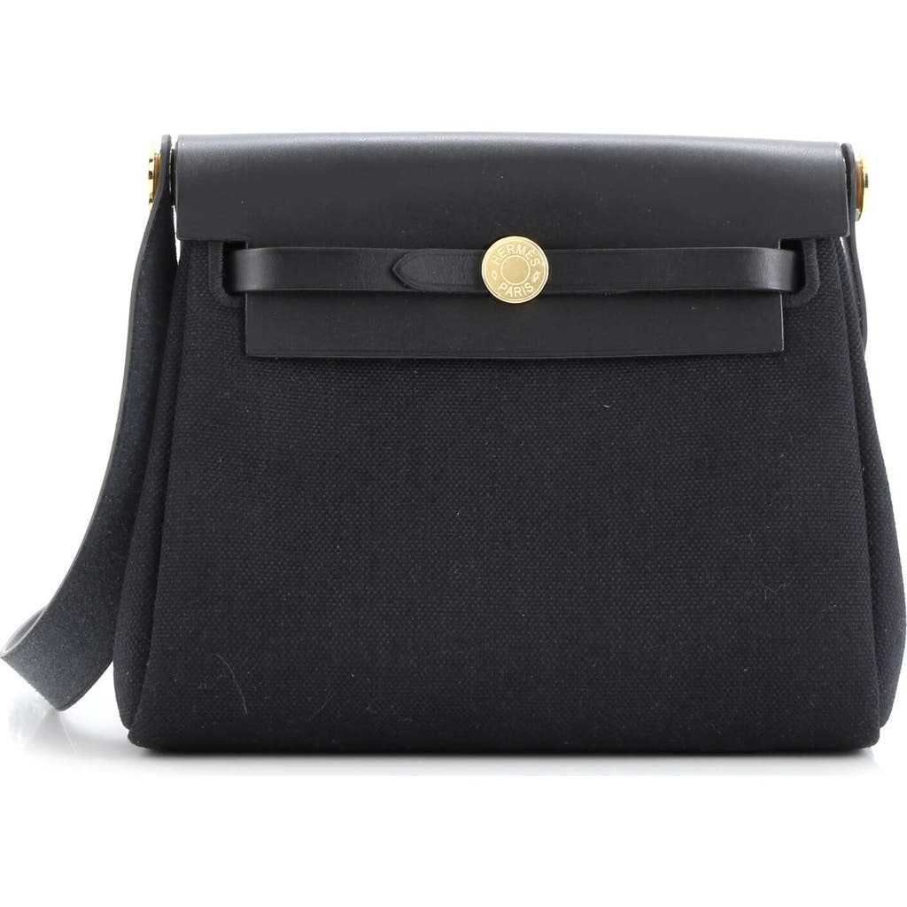 Pre-owned Hermes Hermes Herbag Zip Toile And Leather 20 In Black