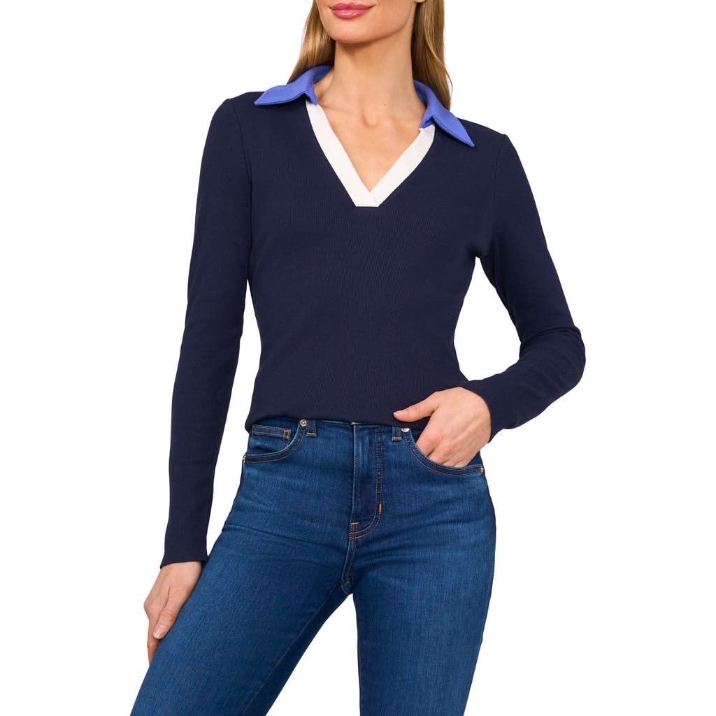 Shop Cece Colorblock Cotton Blend Polo Sweater