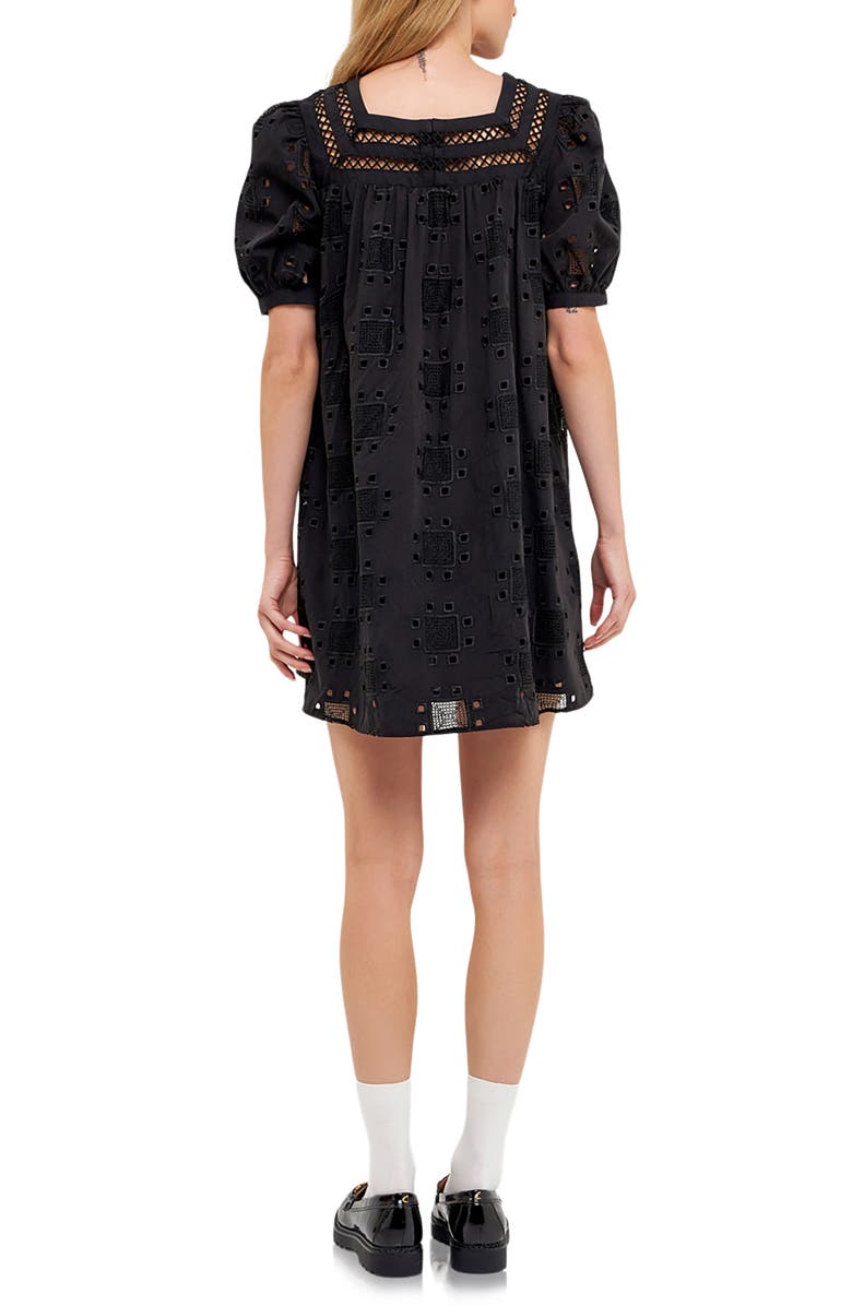 English Factory Embroidered Cotton Eyelet Shift Dress, Alternate, color, 