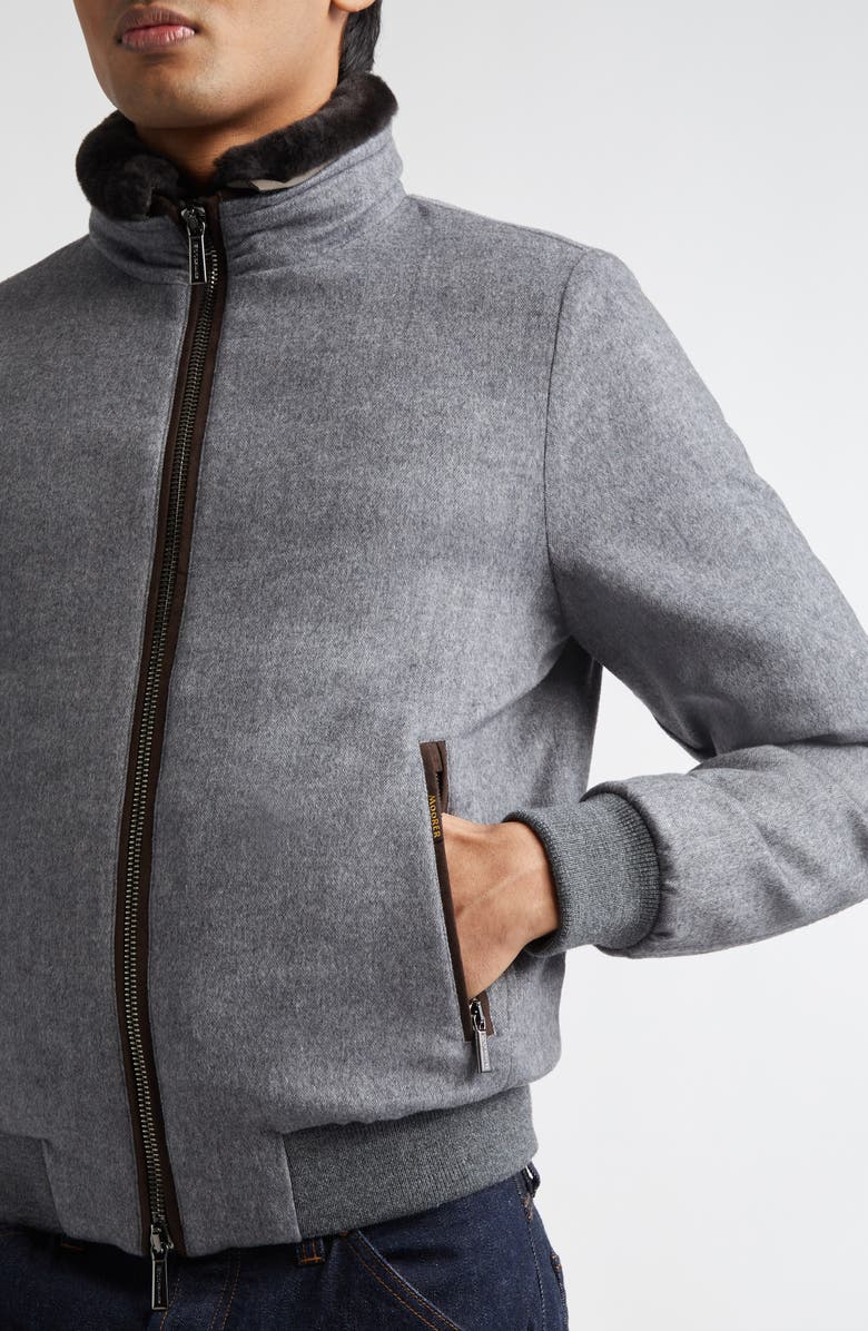 MooRER Bellati Herringbone Virgin Wool Down Jacket, Alternate, color, Grey