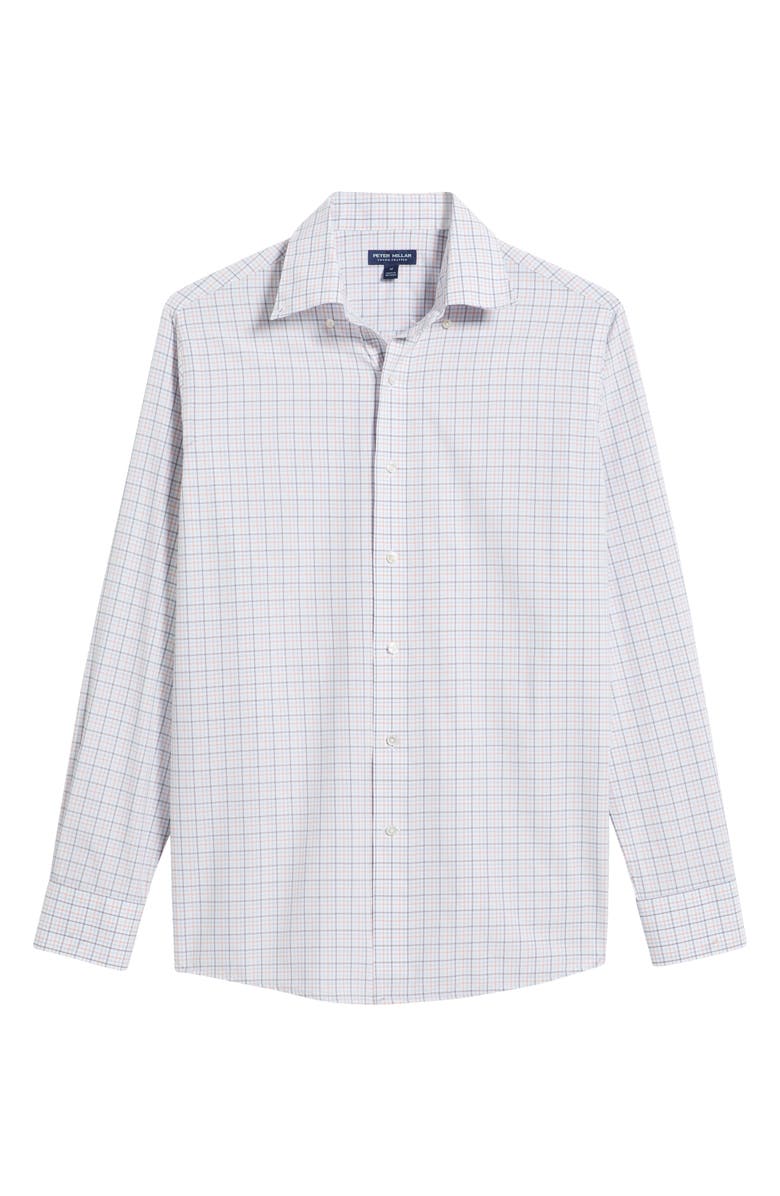 Peter Millar Crown Crafted Getz Check Performance Poplin Sport Shirt, Alternate, color, Navy