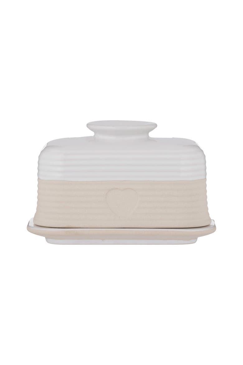 Rustic Charm Butter Dish, Covered Stoneware Butter Keeper, Main, color, Beige