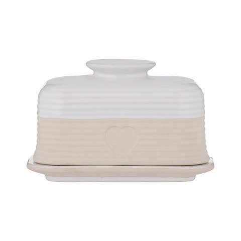 Rustic Charm Butter Dish, Covered Stoneware Butter Keeper