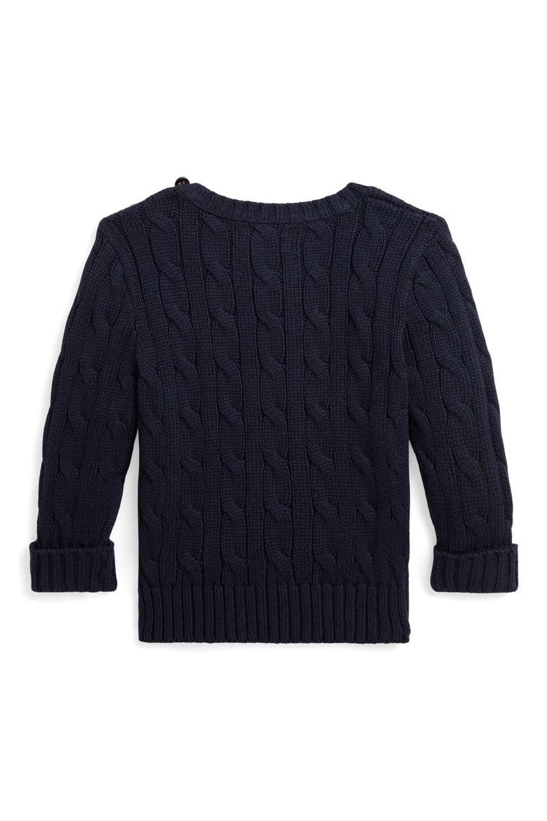 Cotton Cable Crewneck Sweater, Alternate, color, RL NAVY/ C3807
