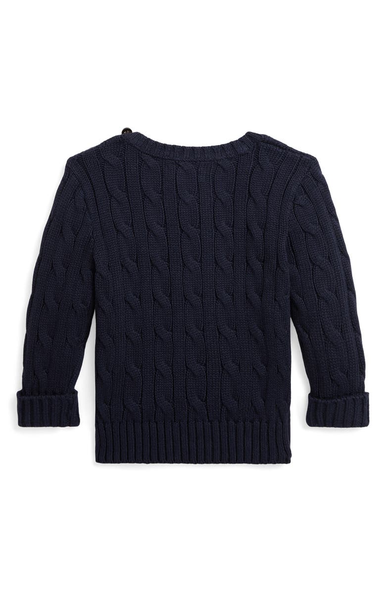 Ralph Lauren Cotton Cable Crewneck Sweater, Alternate, color, Rl Navy/ C3807