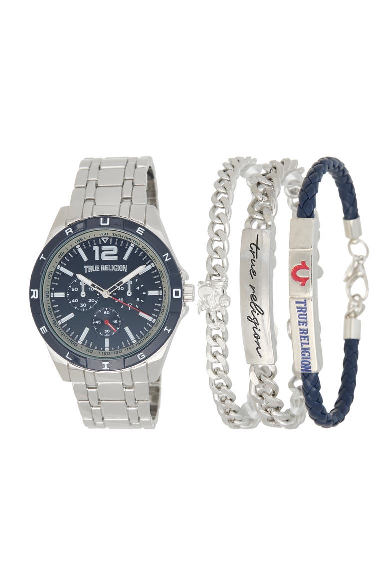 Chorongraph Watch & Bracelet Gift Set, 43mm, Main, color, SILVER