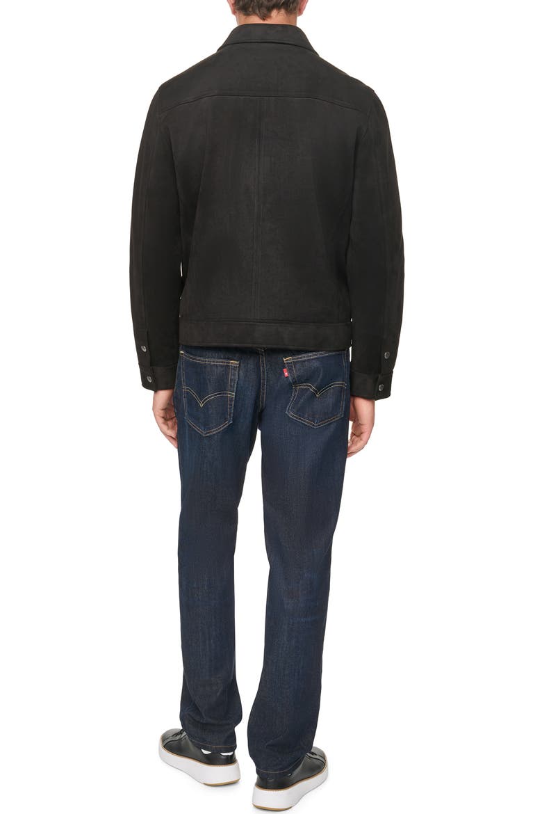 Faux Suede Trucker Jacket, Alternate, color, BLACK