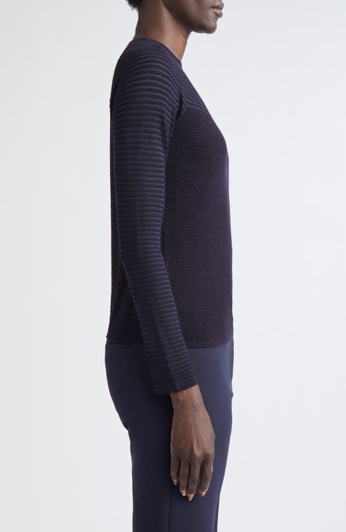 Lafayette 148 New York Textured Stripe Raglan Sleeve Sweater In Black