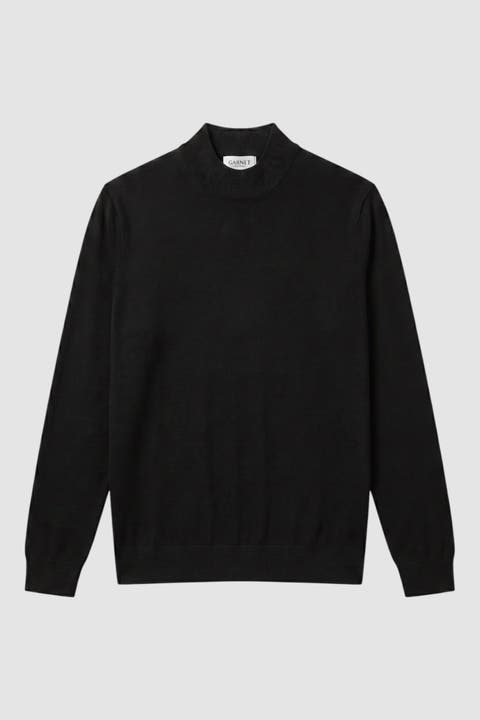Men's Wool Solid Mock Neck Sweater