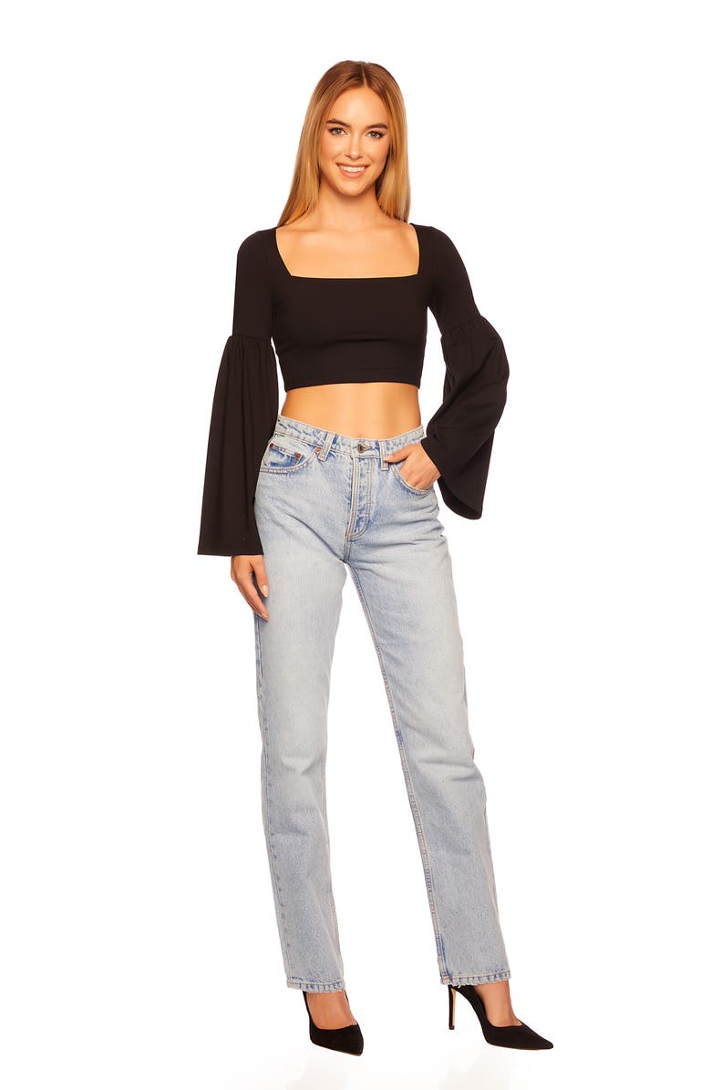 Susana Monaco Bell Sleeve Square Neck Crop Top, Alternate, color, 