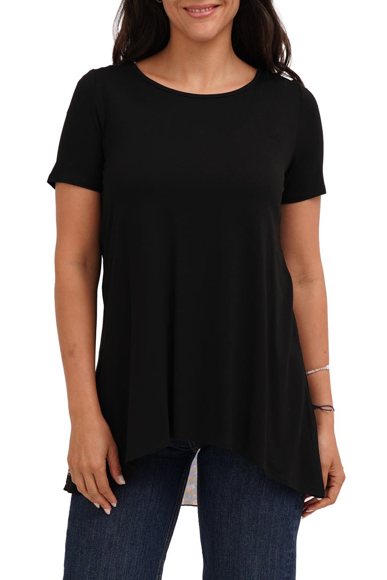 Print Mesh Back T-Shirt, Main, color, BLACK/ DAISYCHAIN