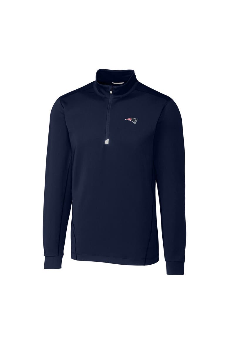 Men's Cutter & Buck Navy New England Patriots Big & Tall Traverse Half-Zip Pullover Jacket, Main, color, Navy
