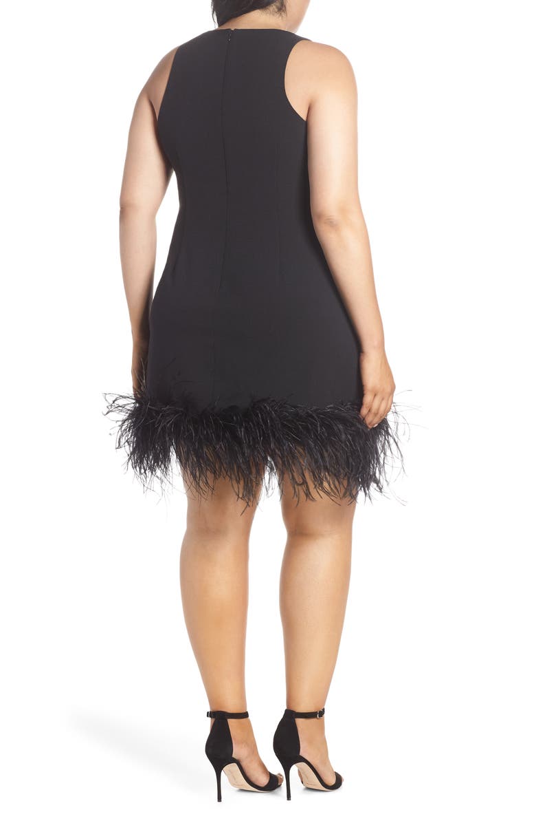 Chelsea28 Feather Hem Sheath Dress, Alternate, color, 