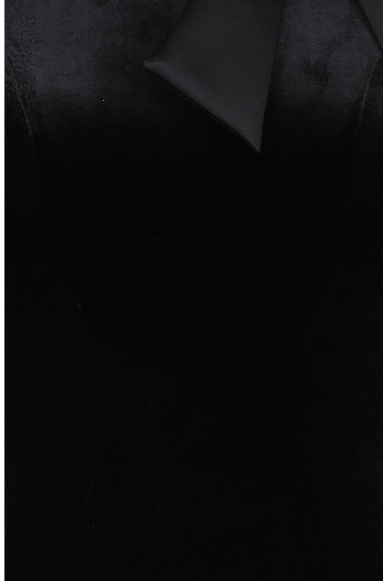 Blair Bow Satin & Velvet Bodysuit, Alternate, color, BLACK
