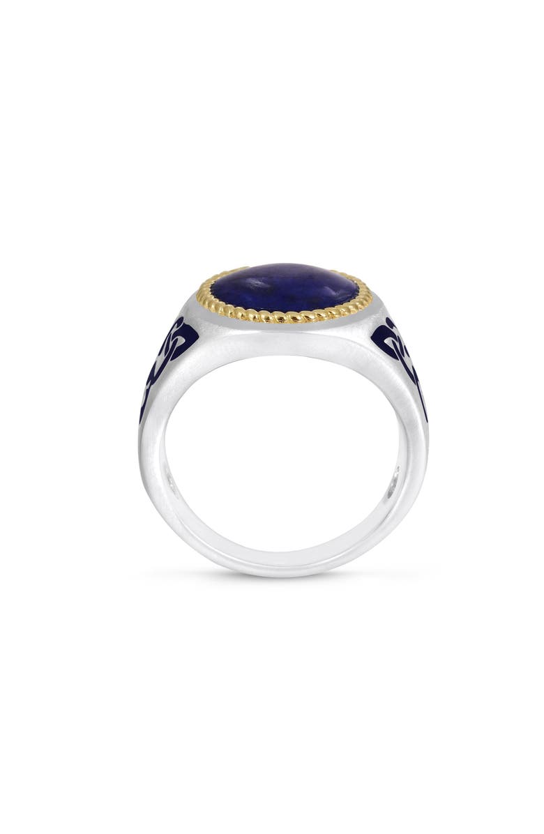 LuvMyJewelry Lapis Lazuli Sterling Silver Men Signet Ring With Enamel, Alternate, color, Blue