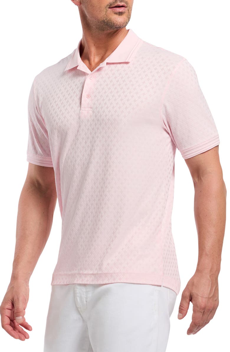 Robert Graham Elias Basket Weave Jacquard Knit Polo, Alternate, color, Pink