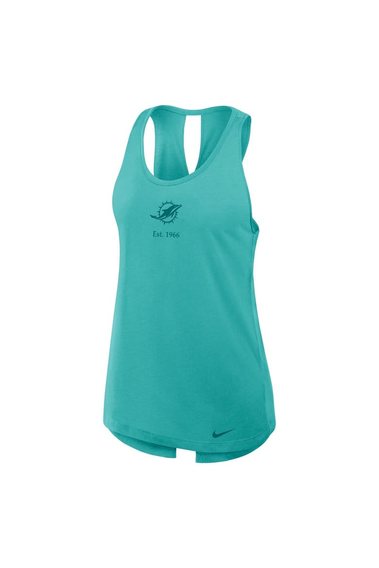 Women's Nike Aqua Miami Dolphins Glory Crisscross Performance Tank Top, Alternate, color, Aqua