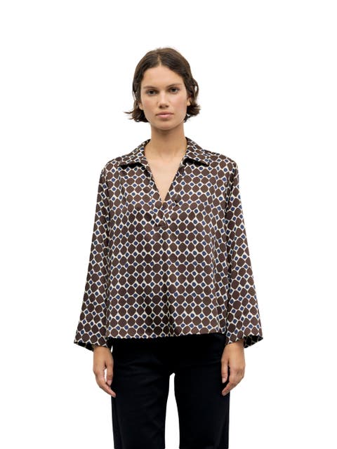 Lorra Geometric Collared Top