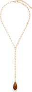 Ettika Tiger Eye Teardrop Lariat Necklace