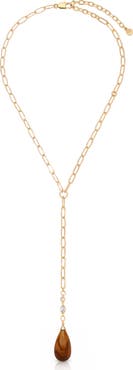 Ettika Tiger Eye Teardrop Lariat Necklace