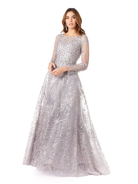 Long Sleeves Ballgown Fully Embellished