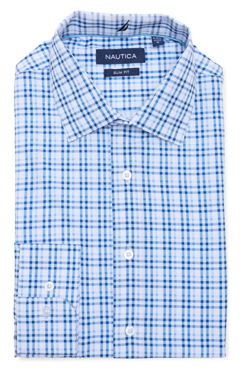Slim Fit Geo Print Stretch Dress Shirt