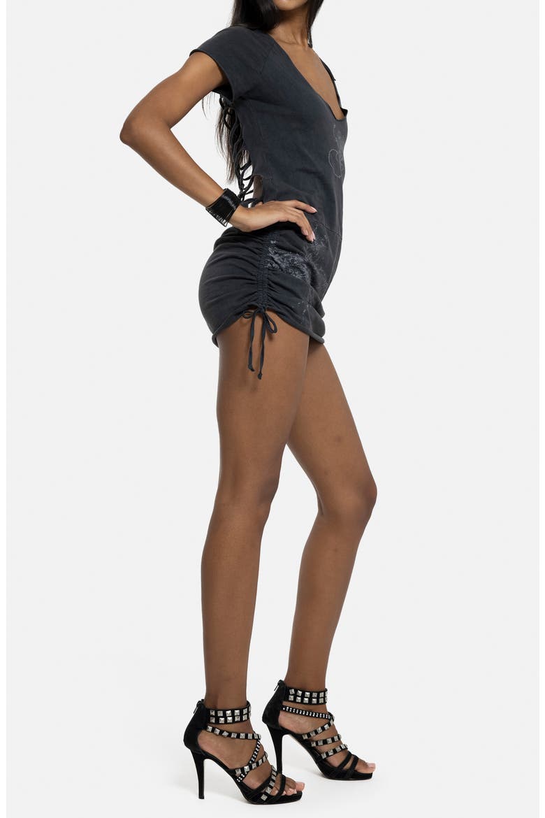 Macramé Back Jersey Minidress, Alternate, color, GREY