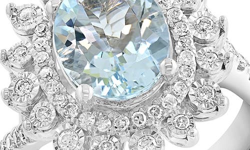 Effy Sterling Silver Aquamarine & Diamond Ring In Blue