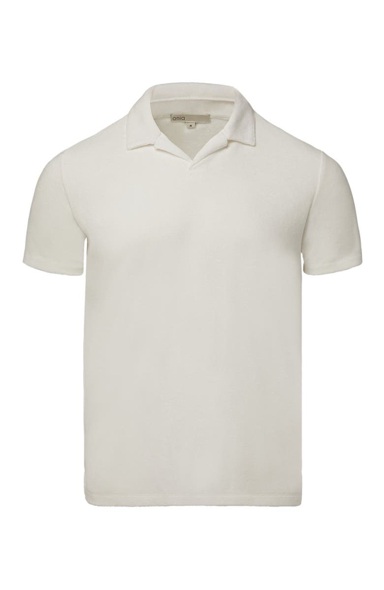 Onia Towel Terry Johnny Collar Polo, Alternate, color, White