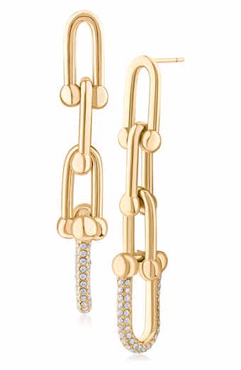 Interlocking Cubic Zirconia Drop Earrings