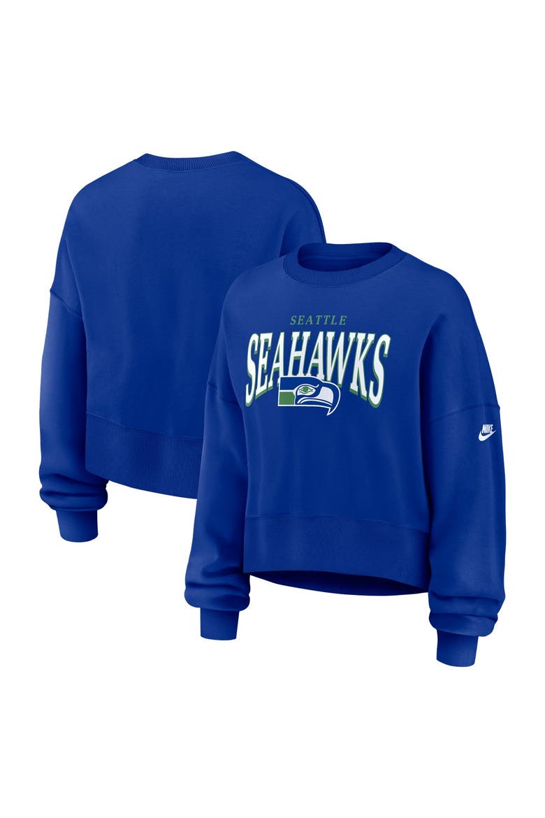 Women's Nike  Royal Seattle Seahawks Oversized Phoenix Fleece Sweatshirt, Main, color, Royal