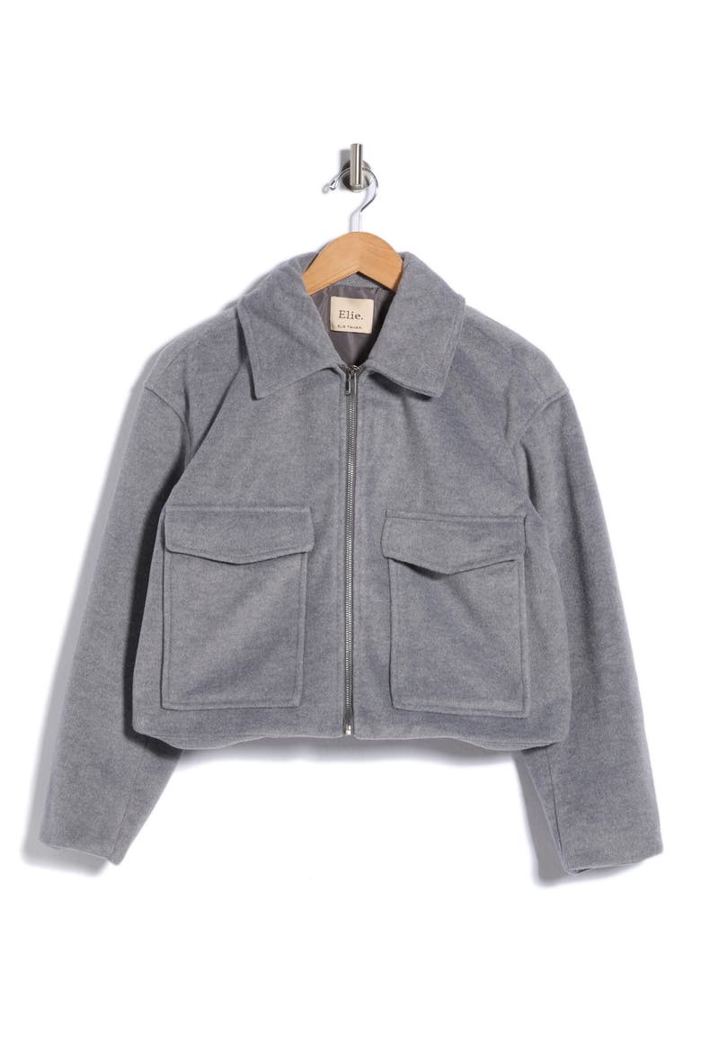 Cropped Zip Jacket, Main, color, MEDIUM GREY HEATHER