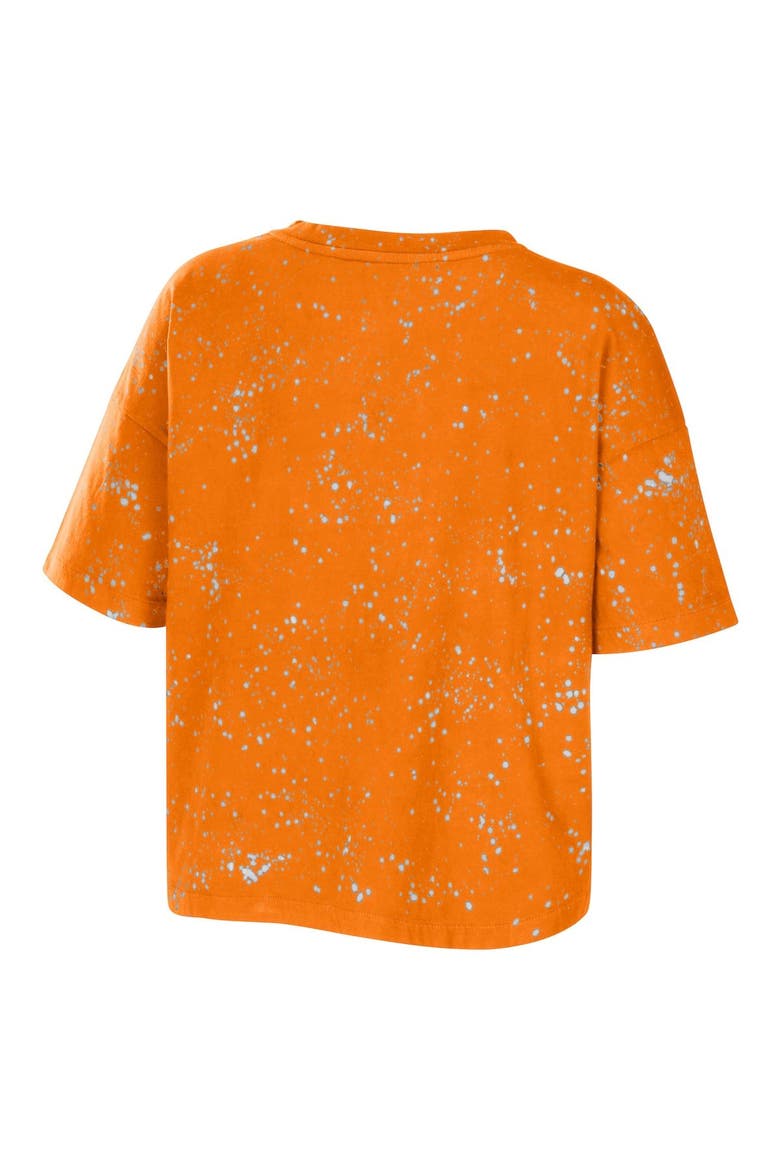 Women's WEAR by Erin Andrews Tennessee Orange Tennessee Volunteers Bleach Wash Splatter Cropped Notch Neck T-Shirt, Alternate, color, Orange