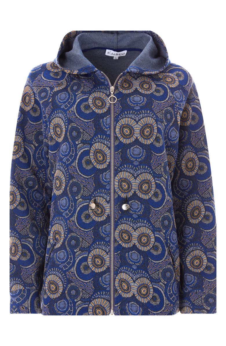 KAHINDO Dakar Jacquard Zip Front Hoodie, Alternate, color, Blue