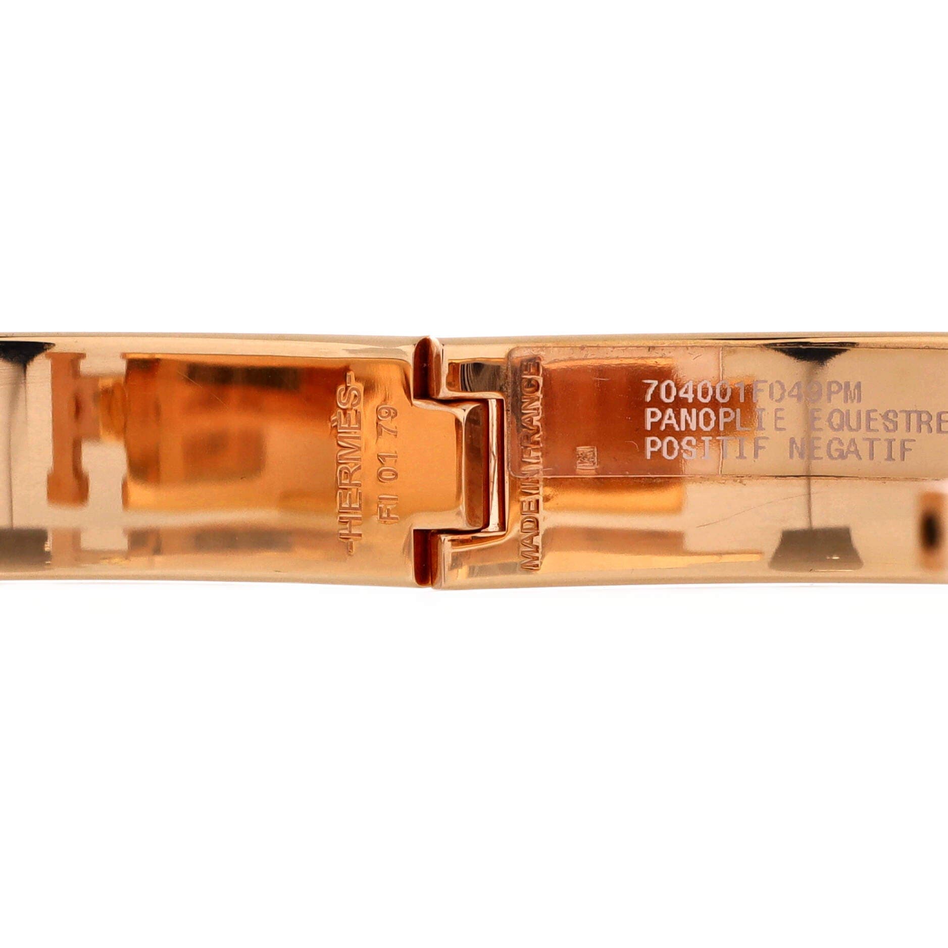 Pre-Owned Hermes Clic H Bracelet Printed Enamel Narrow, Alternate, color, Black