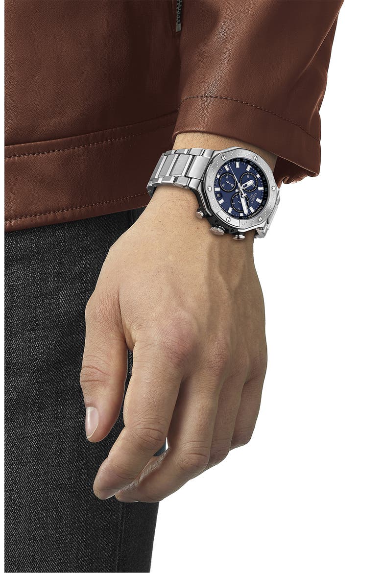 T-Race Chronograph Bracelet Watch, 45mm, Alternate, color, GREY