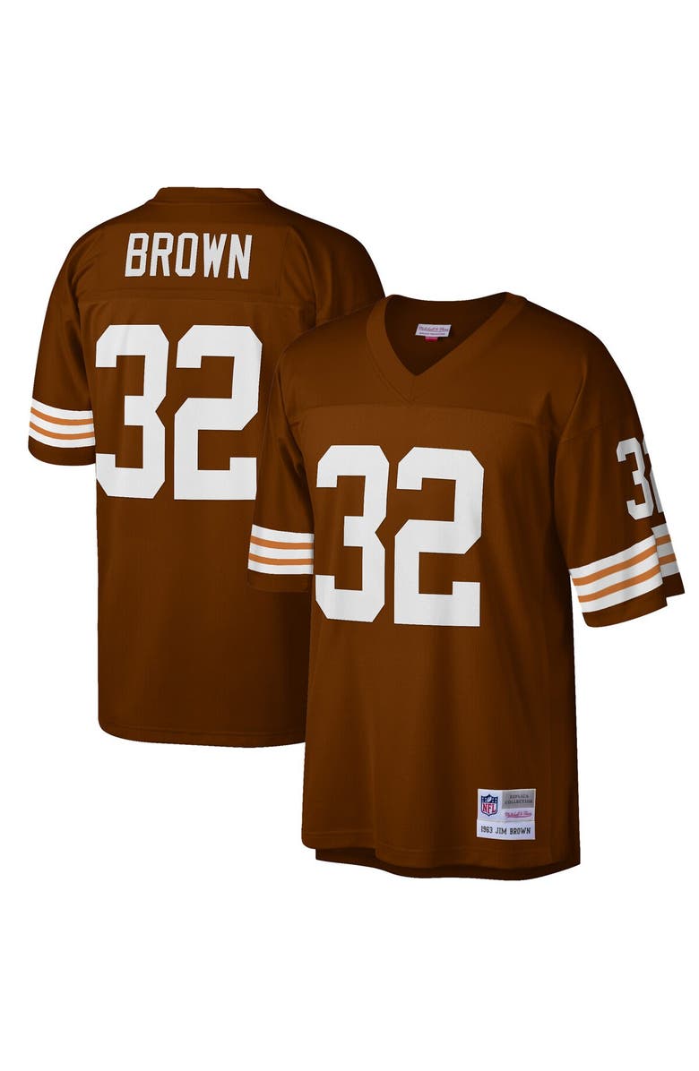 Mitchell & Ness Men's Mitchell & Ness Jim Brown Brown Cleveland Browns Big & Tall 1963 Retired Player Replica Jersey, Main, color, Brown