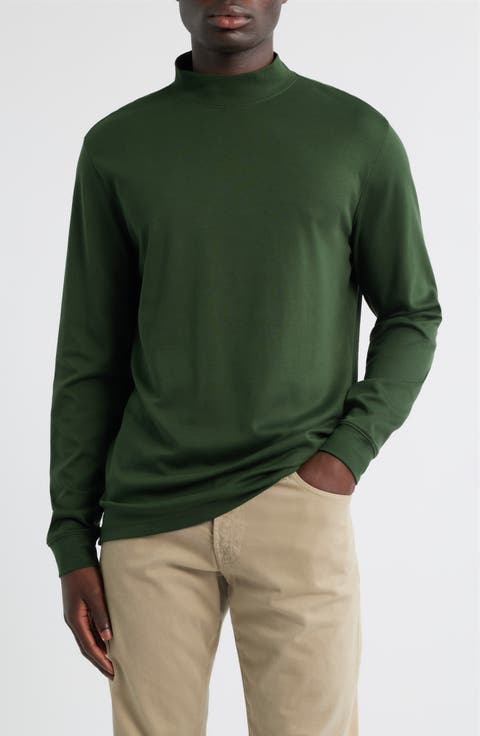 Pima Cotton Interlock Mock Neck Top