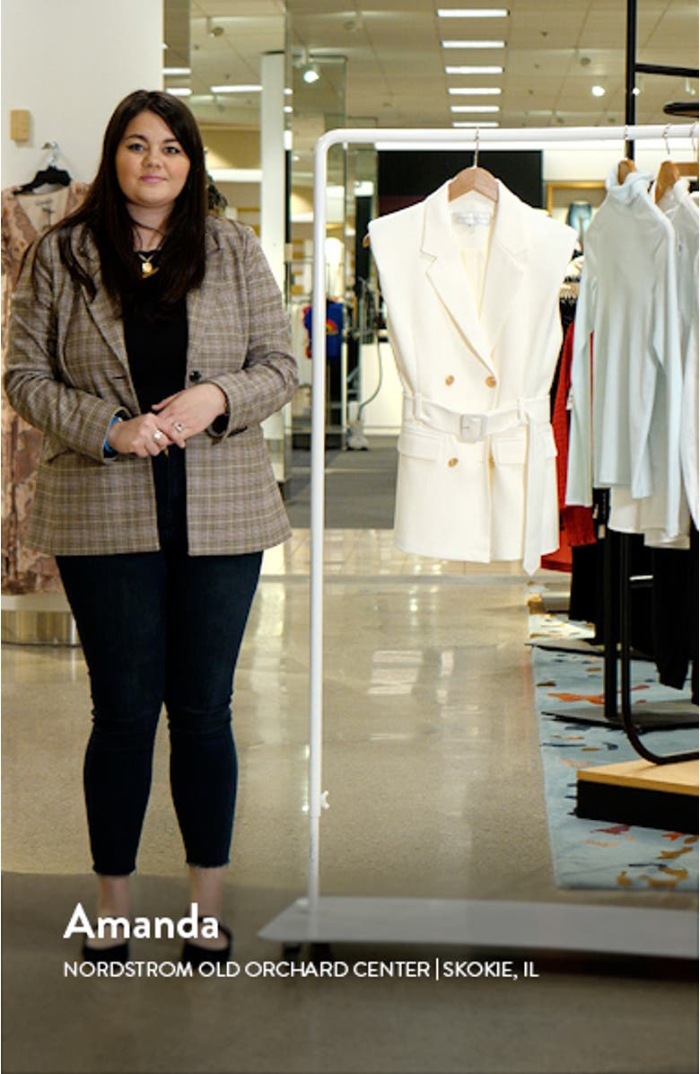 Shoulder Pad Belted Sleeveless Double Breasted Blazer, sales video thumbnail