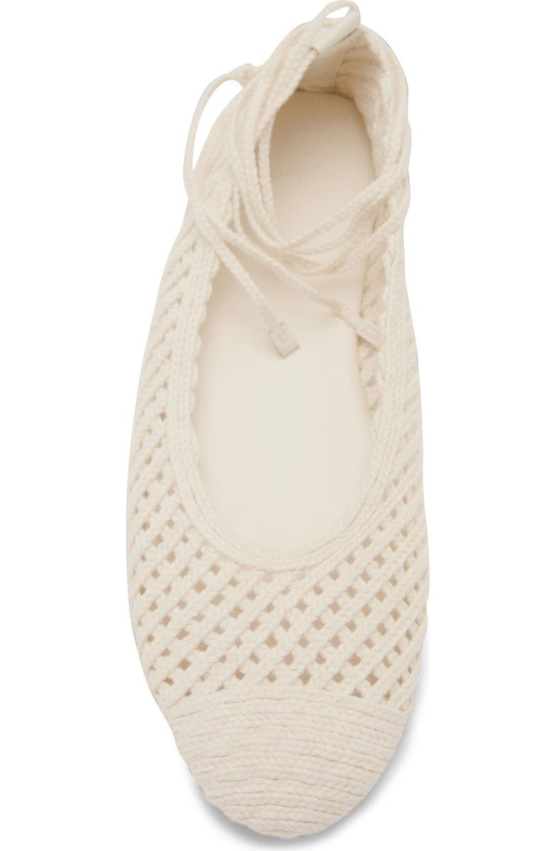 MANGO Ankle Wrap Knit Ballet Flat, Alternate, color, Off White