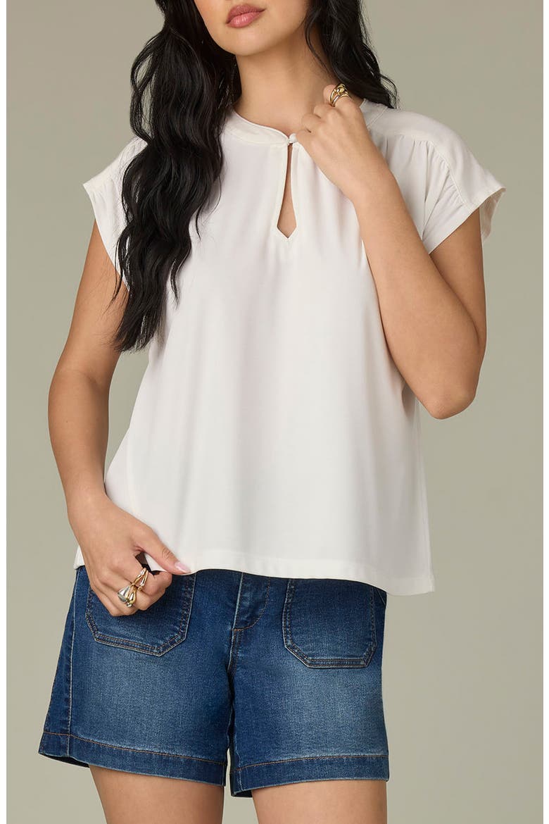 Mixed Media Knit Top, Main, color, OFF WHITE