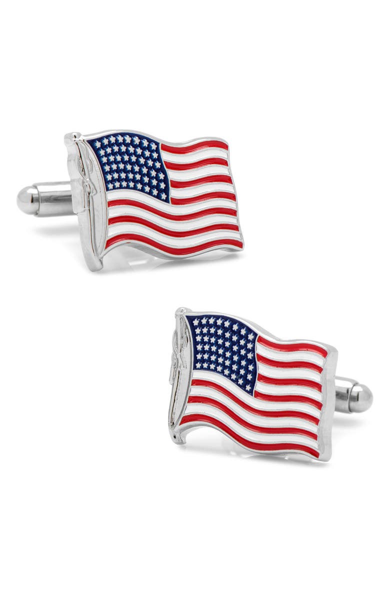 Cufflinks, Inc. American Flag Cuff Links & Tie Bar Set, Alternate, color, Red