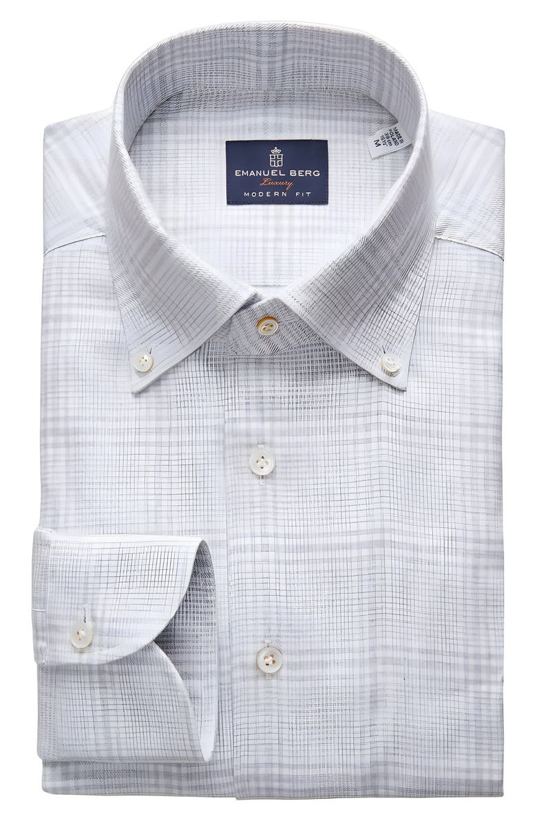 Emanuel Berg Twill Flannel Dress Shirt, Main, color, 