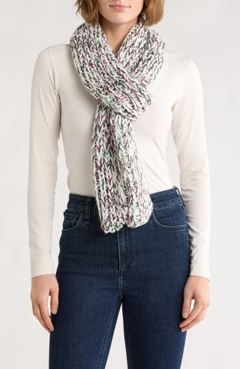 Melrose And Market Metallic Knit Scarf In White