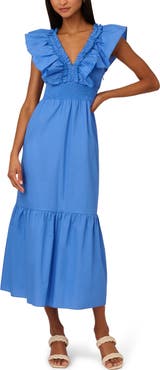 Adrianna Papell Ruffle Smocked Waist Maxi Dress