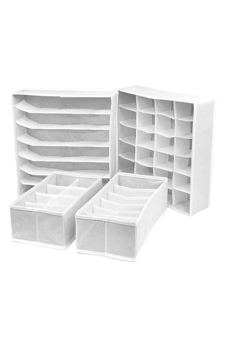 SORBUS Foldable Drawer Dividers, Storage Boxes & Organizer - Set of 4 - White, Main, color,