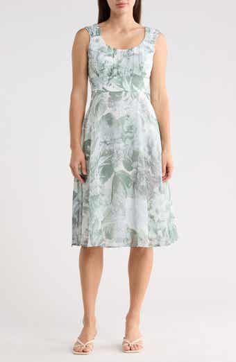 Connected Apparel Pleated Chiffon Midi Dress