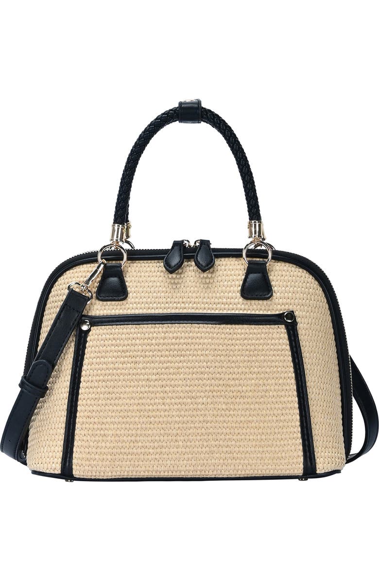 Miztique Raffia Dome Satchel, Main, color, Natural/ Black