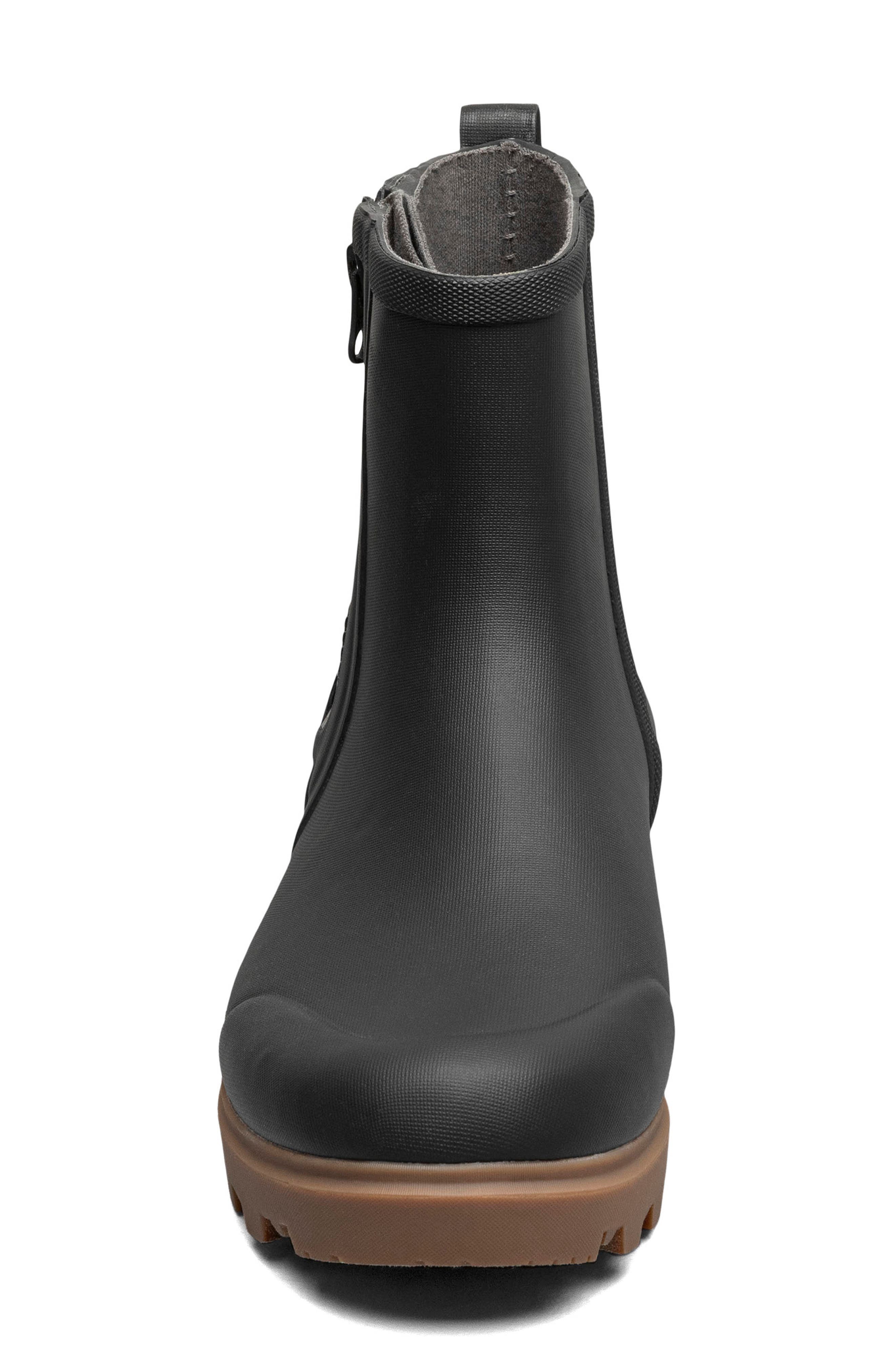 Bogs Holly Zip Waterproof Rain Boot, Alternate, color, Black