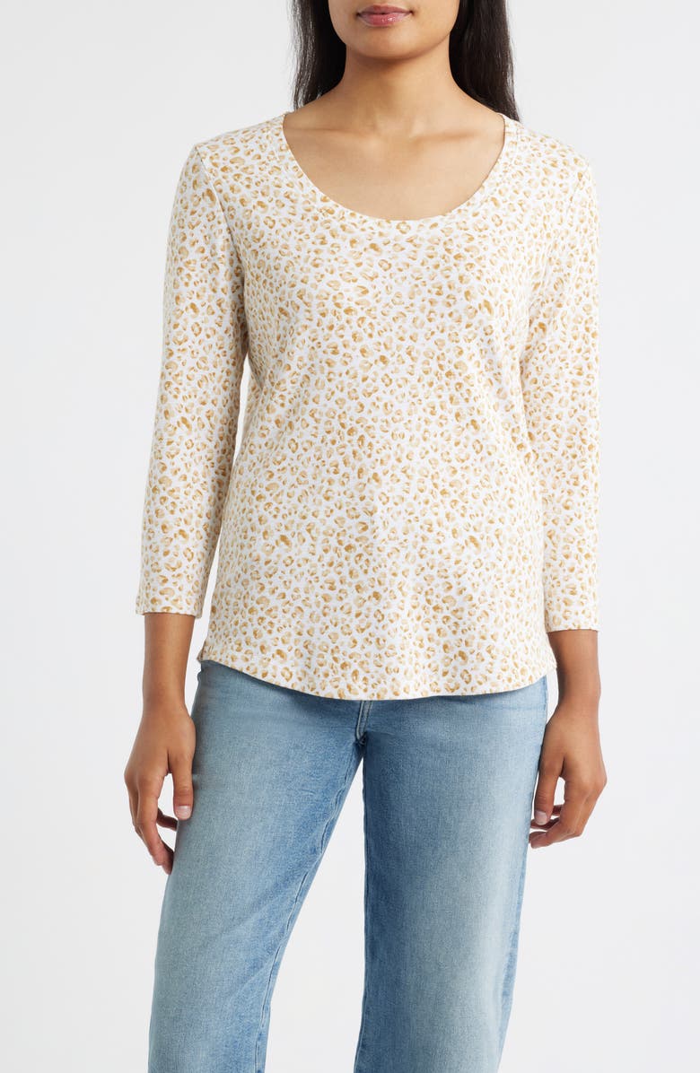 Tommy Bahama Ashley Isles Print Cotton Knit Top, Main, color, Crouton